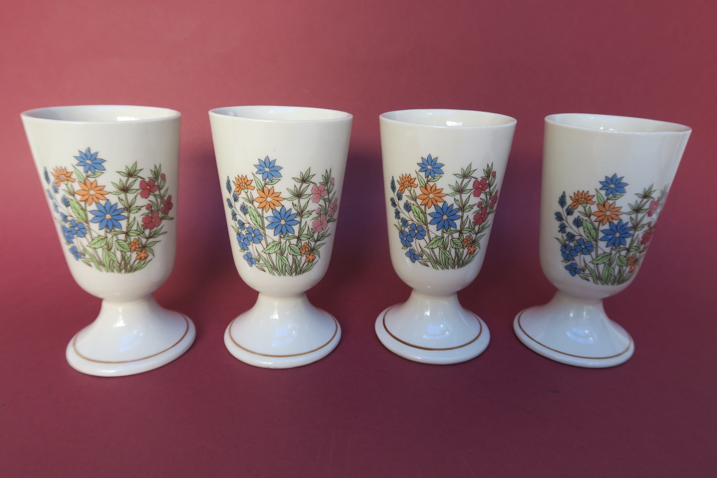 Lot Théière + 6 Tasses Mazagran – Céramique REV FRANCE – Vintage 1990