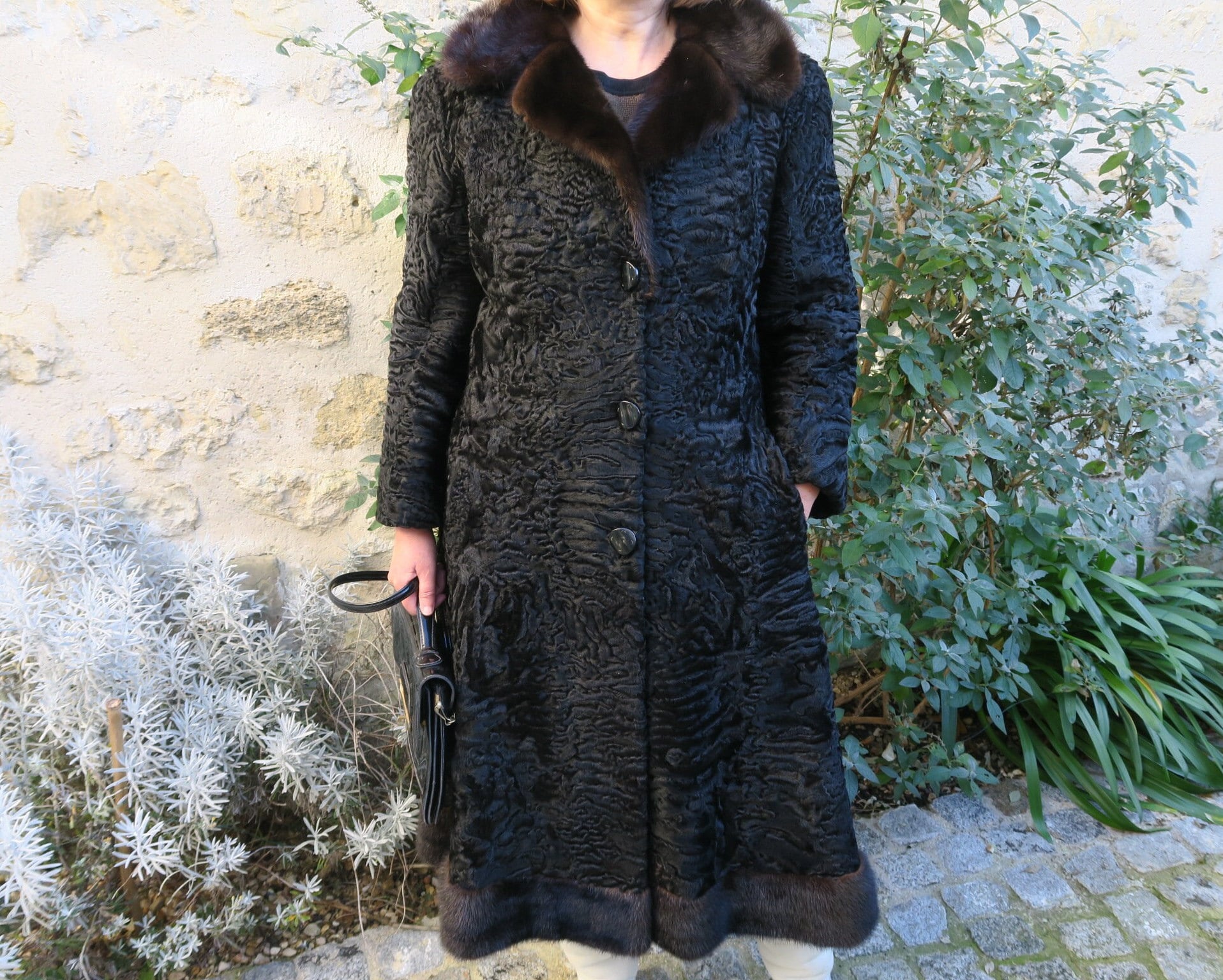 Old Black Fur Coat 60s Size M 38 40 Etsy Australia