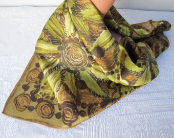 Vintage chestnut leaves scarf, 1950s