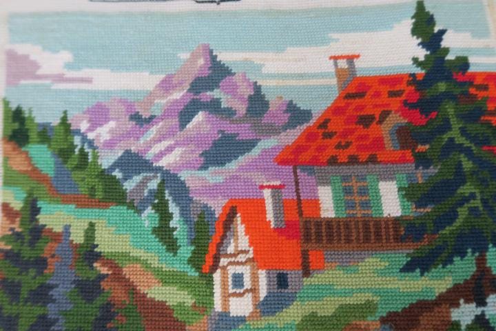 Finished canvas mountain chalets