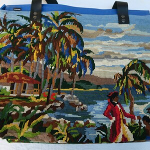 Recycled canvas bag, tropical pattern image 2