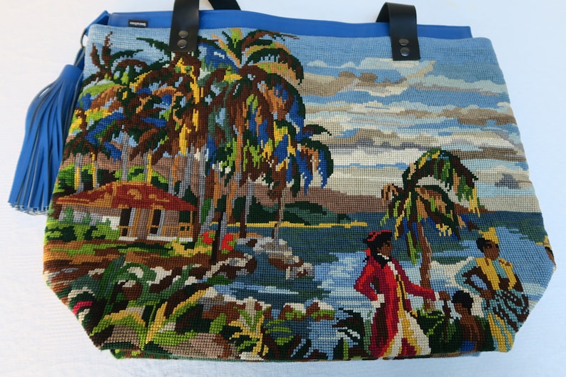 Recycled canvas bag, tropical pattern image 2