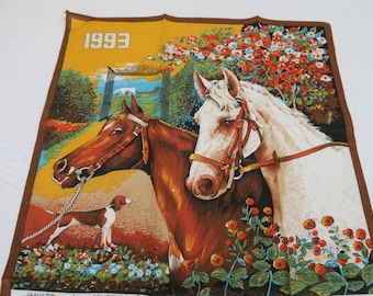 1993 horses calendar kitchen towel