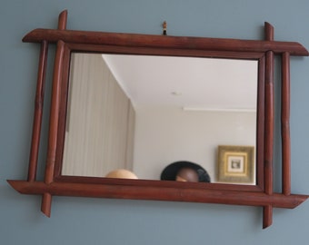 espejo de pared de bambú
