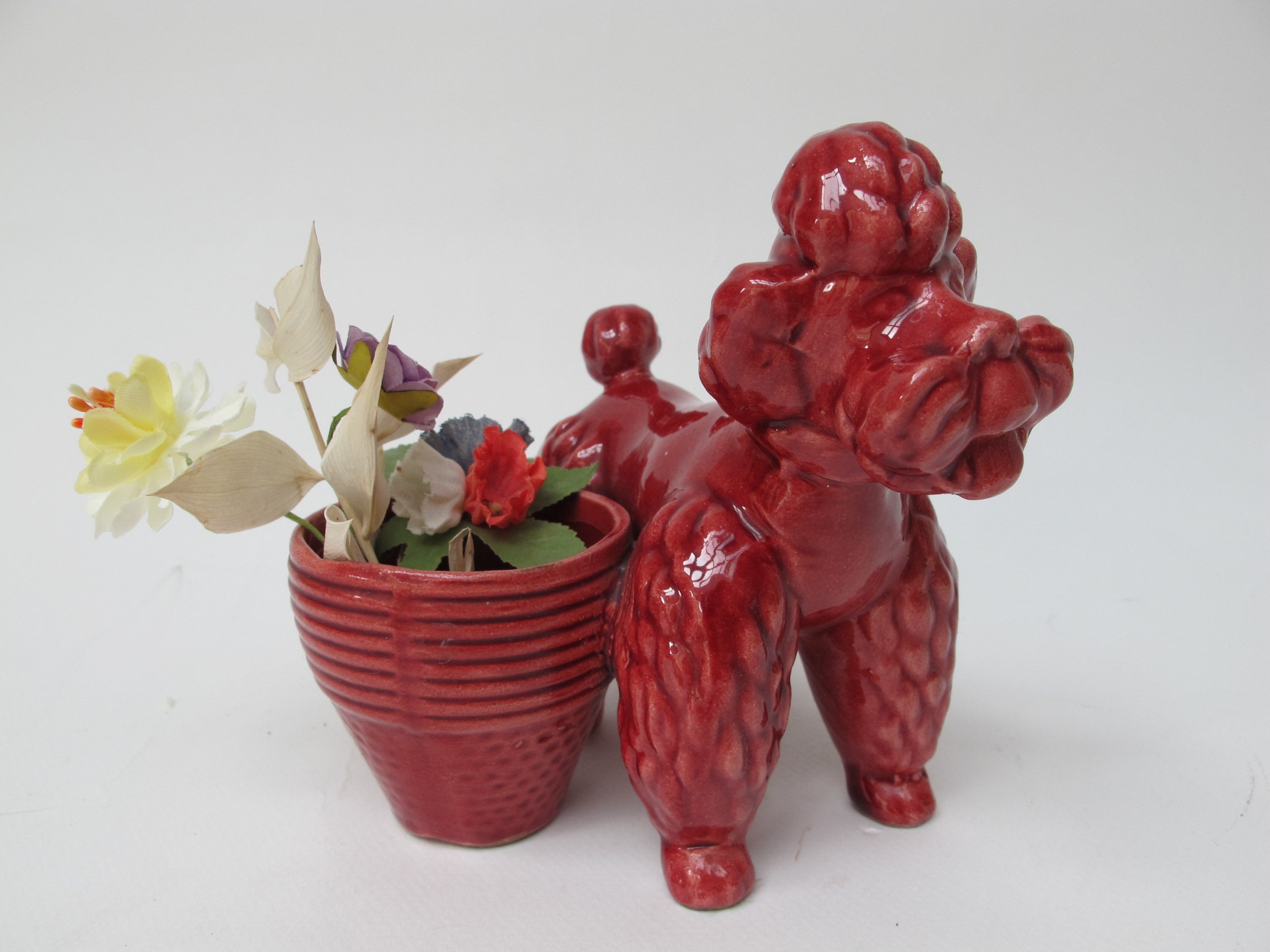 Cache Pot avec Caniche Rouge Bordeaux
