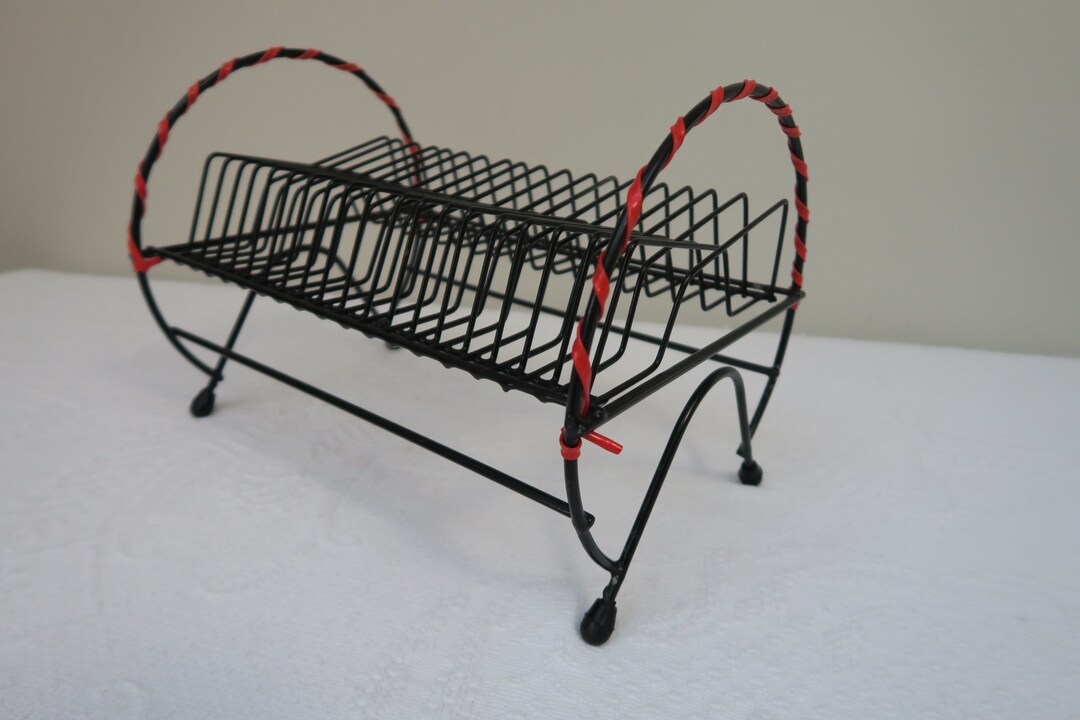 45 Rpm Racks 45 Rpm Record Rack in Black Metal and Red Scoubidou - Etsy