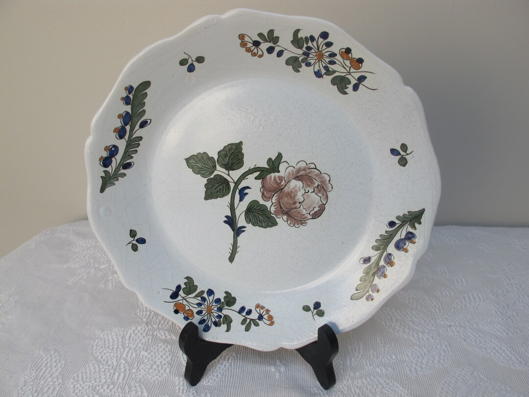 Decorative Earthenware Plate With Rose or Peony Pattern Chic Etsy
