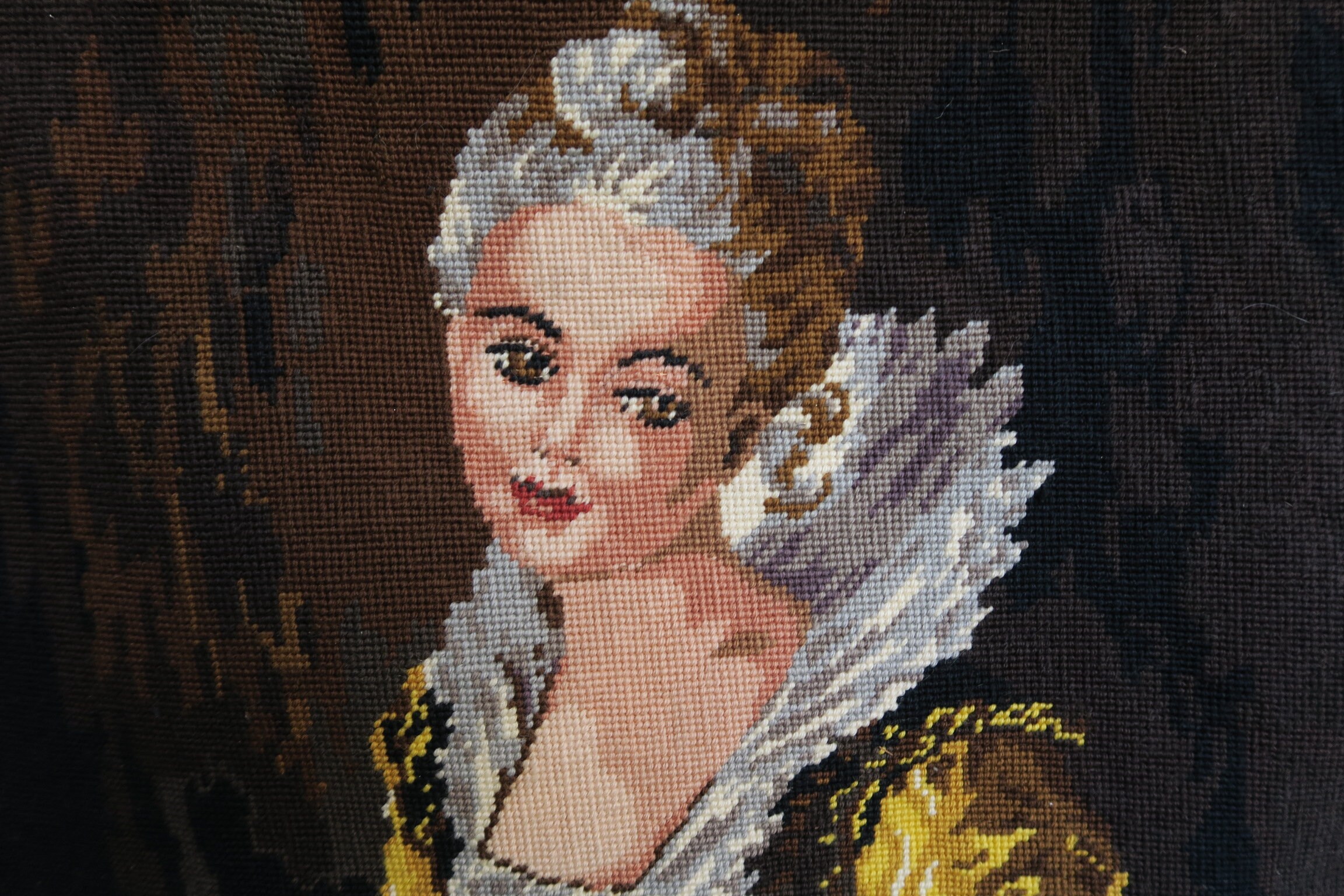 Canevas Tapisserie Dame de La Cour et Livre