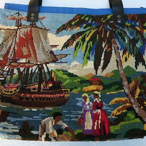 Recycled canvas bag, tropical pattern image 1