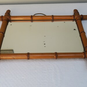 Antique bamboo-look wooden mirror image 3