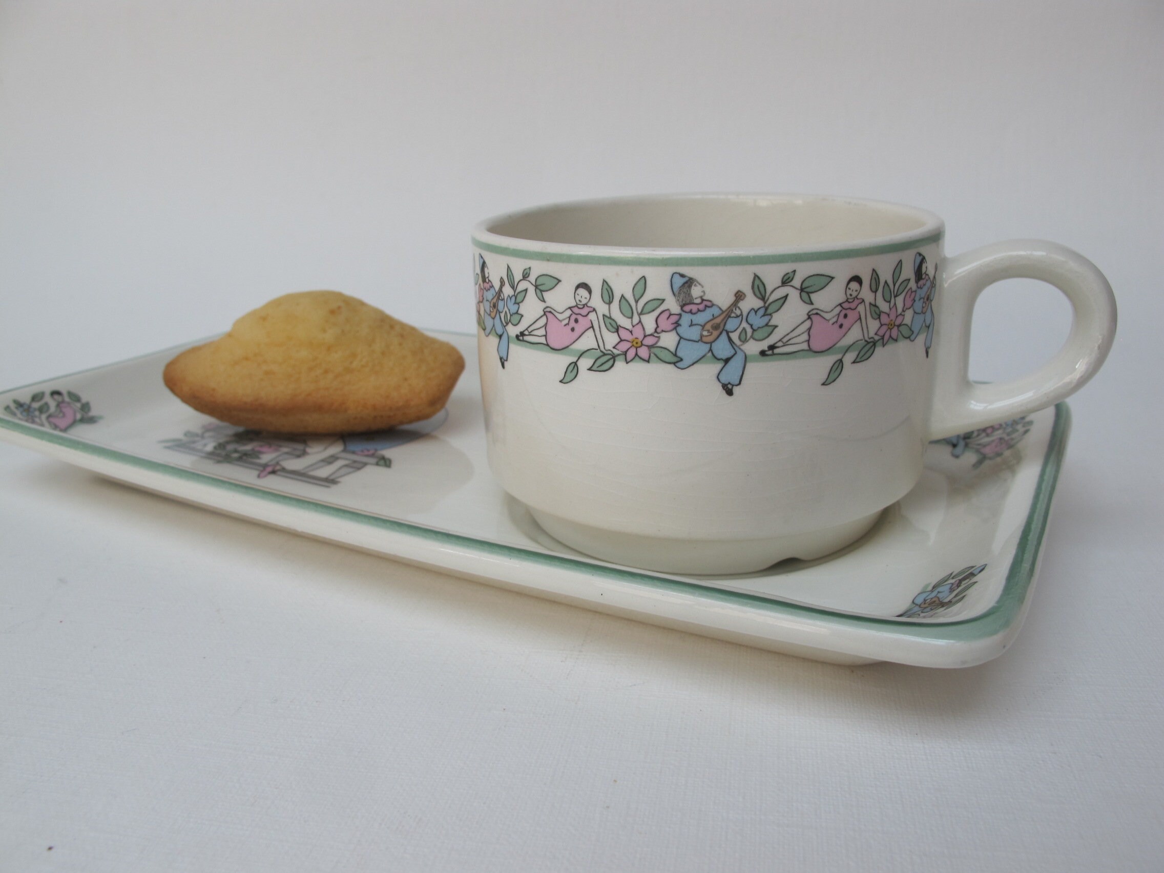 Ensemble de Petit-Déjeuner Pierrot et Colombine Gien France