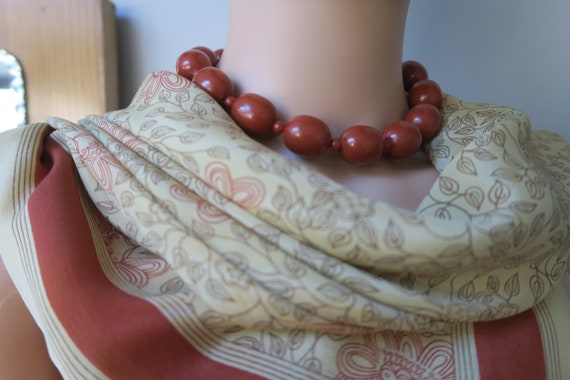 Michel Le Brun beige and rust silk scarf