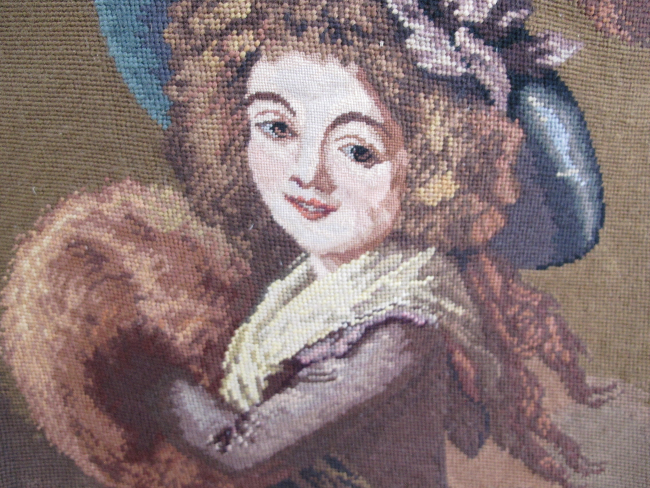 Ancien Canevas Tapisserie Madame Molé-Raymond de La Comédie Française, Fait en France