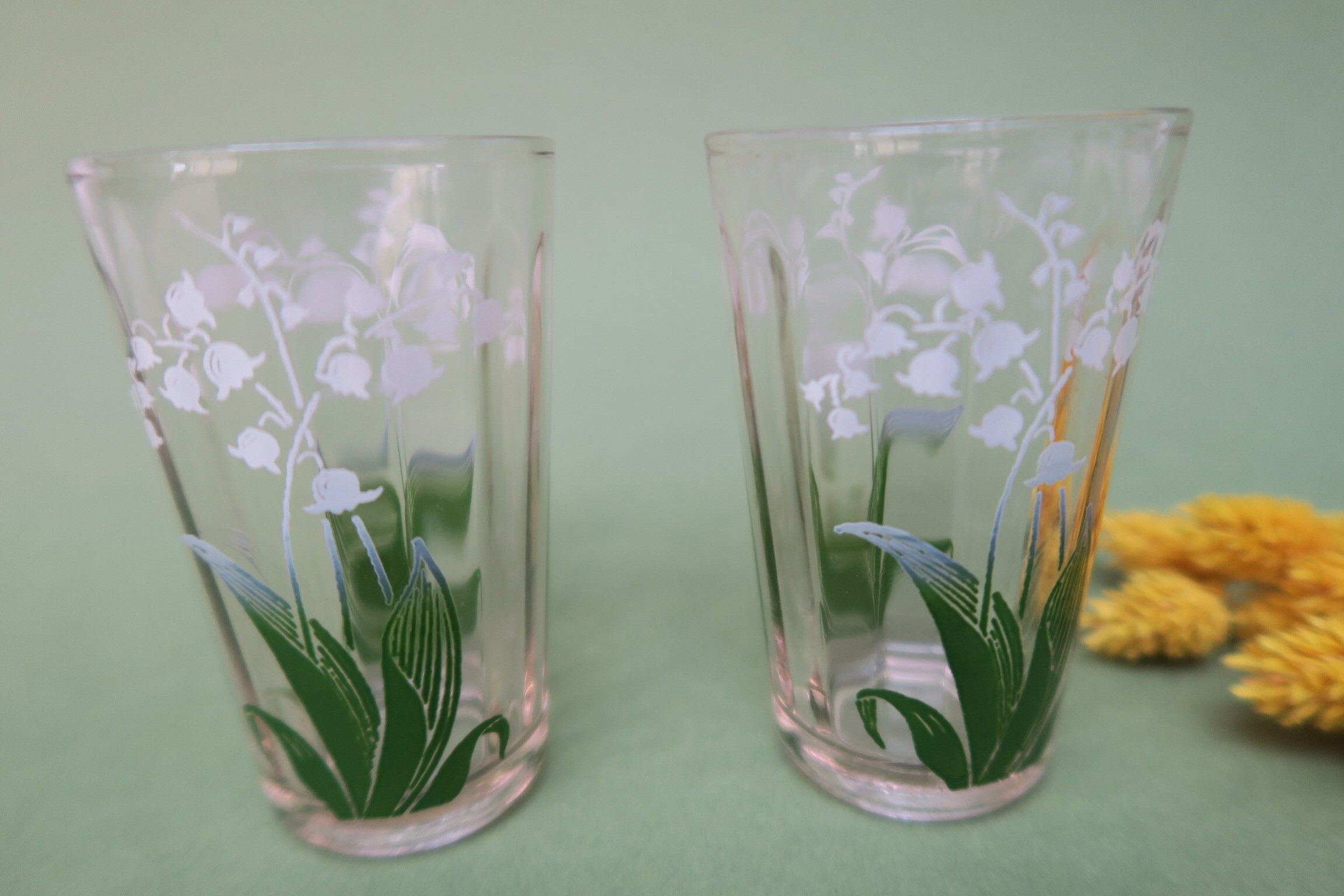 Lot de Verres Sérigraphiés Muguet Porte Bonheur