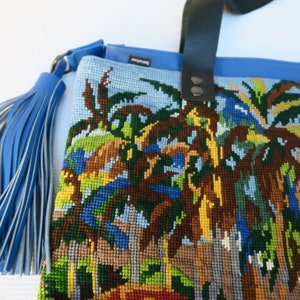 Recycled canvas bag, tropical pattern image 4