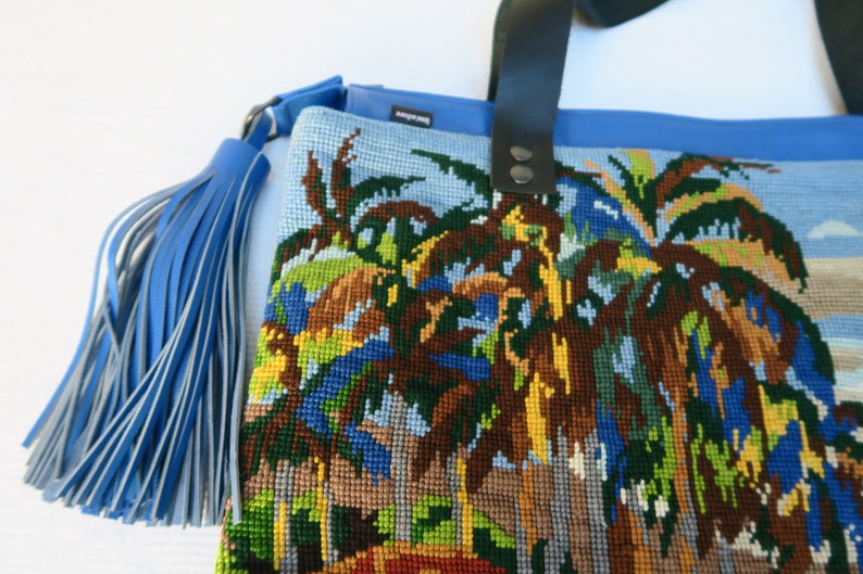 Recycled canvas bag, tropical pattern image 4