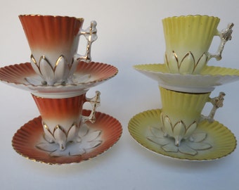 Lovely lotus-shaped porcelain cups