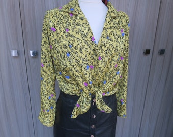 Goldgelbe Vintage-Bluse, Größe 44, XL