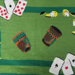 Canevas terminé vintage pour joueurs de cartes