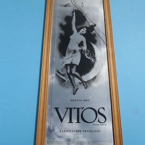 Vintage 80s screen-printed mirror, low-profile VITOS