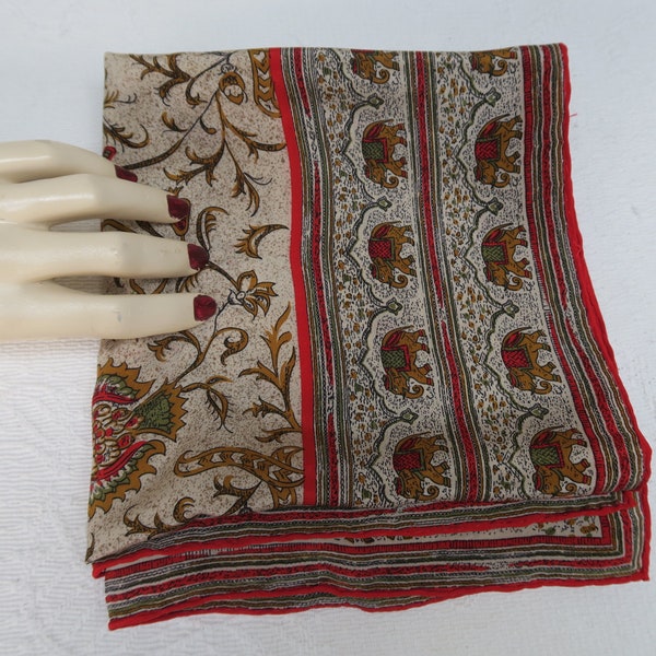 Silk scarf, Indian style, elephant pattern Michel Grimond