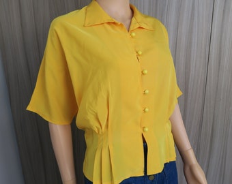 Chemisier top jaune soleil vintage, taille S-M