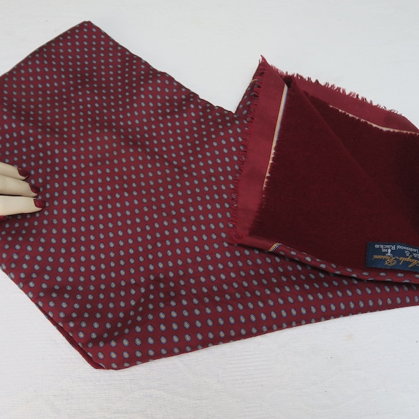 Echarpe homme ou mixte laine et soie rouge bordeaux, motifs cravate