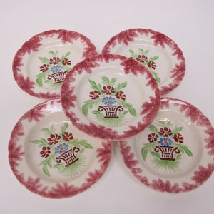 Set of 5 ceramic bowls, hand-painted decoration
