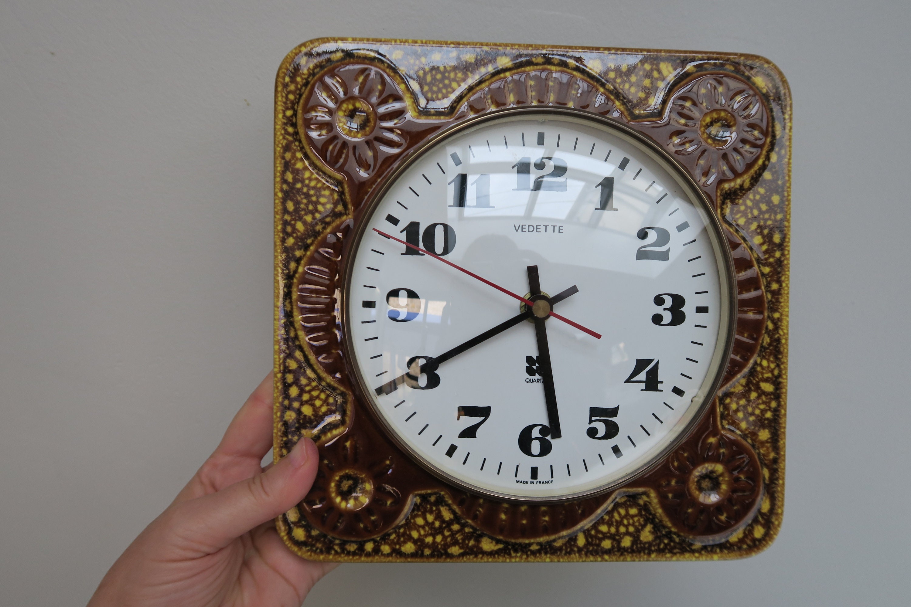Vintage Ceramic Clock Vedette Junghans Etsy