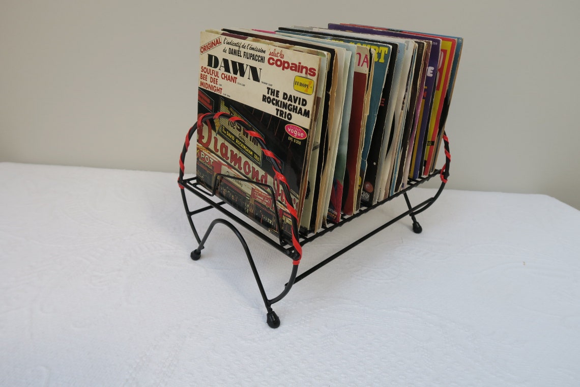45 Rpm Record Rack in Black Metal and Red Scoubidou - Etsy
