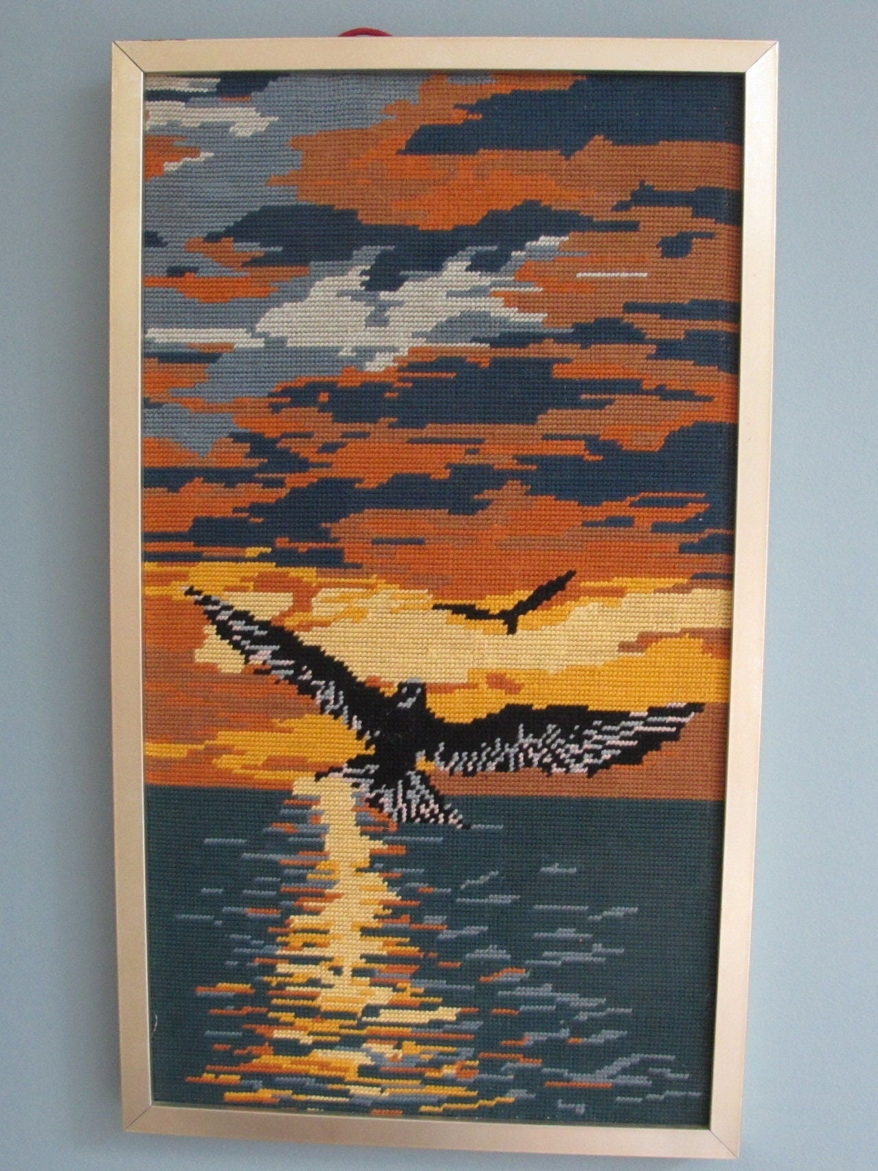 Tapisserie panoramique 156x270cm Oiseaux japonais art deco