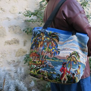 Recycled canvas bag, tropical pattern image 6