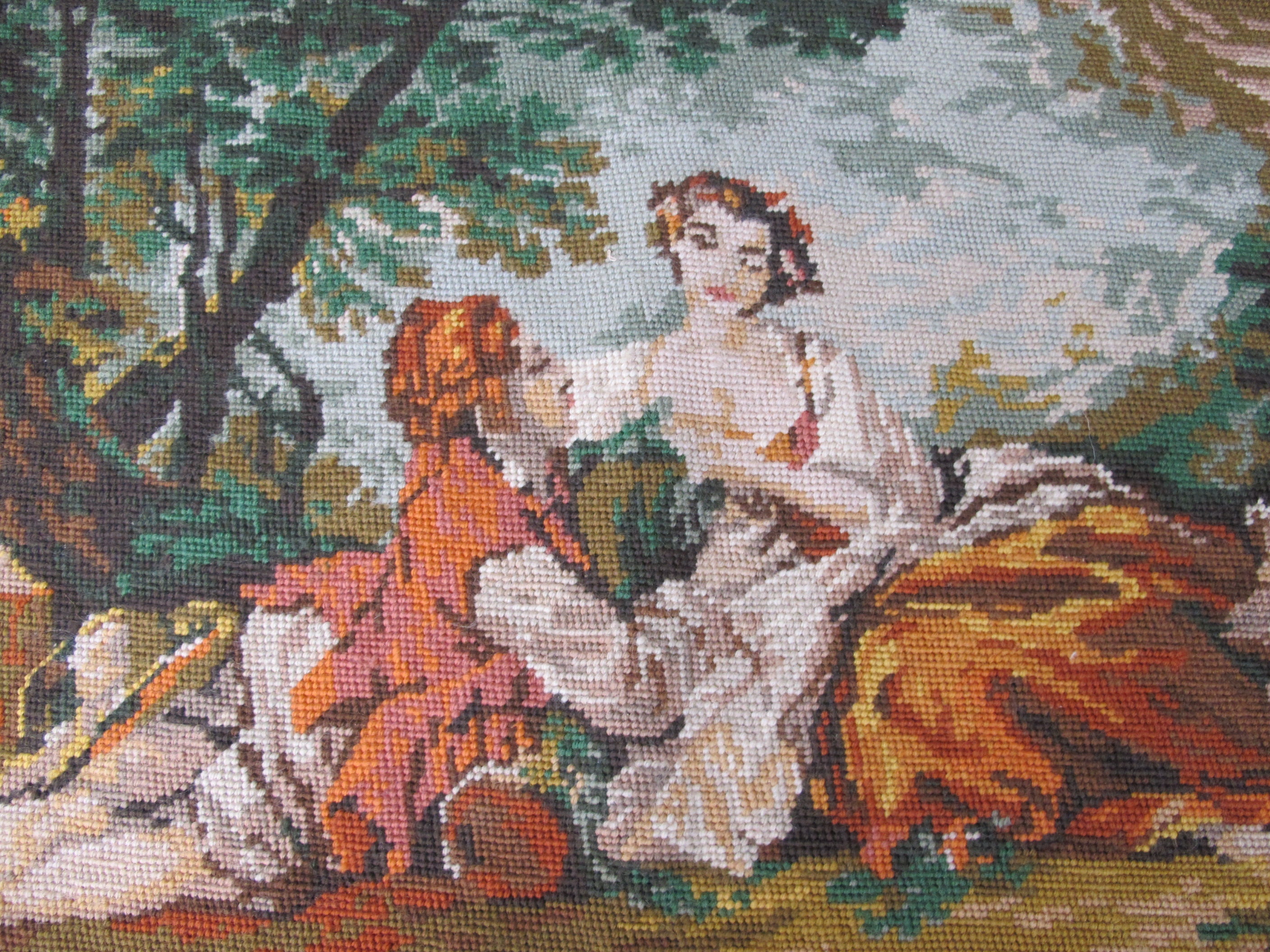 Canevas Tapisserie Ancienne Scène d'amour Courtois, Galante