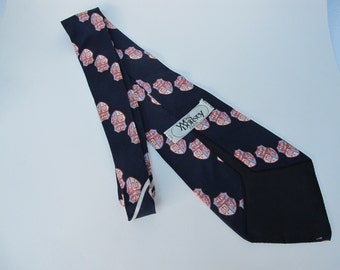 Cravate En Soie Yves Dorcey Paris - Motif Bleu Gris Noir Violet - Très Bon État, Occasion