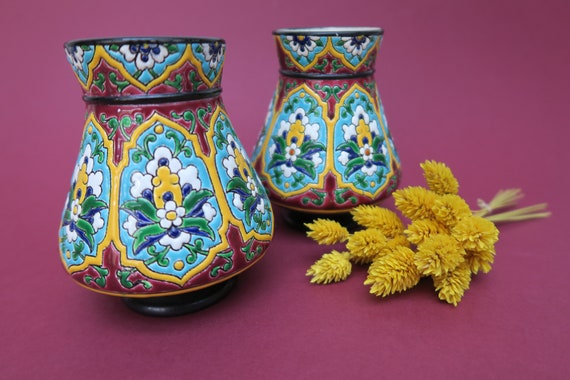 Paire de petits vases Jules Vieillard Bordeaux en faïence émaillée
