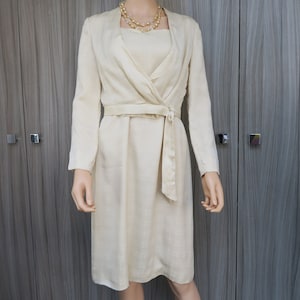 Kleid + Seidenbolero-Set, Champagnerfarbe, Größe 34-36