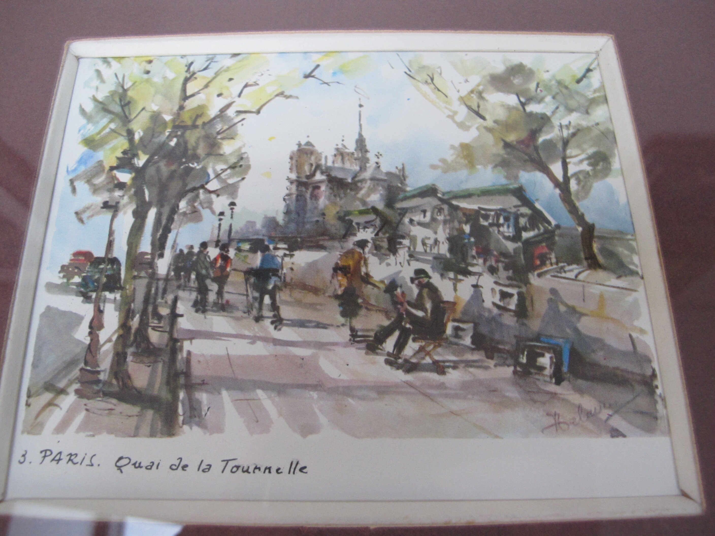 Deux Cadres Représentant Paris Quai de La Tournelle | Notre Dame Au Fond, Bouquinistes et Montmartre