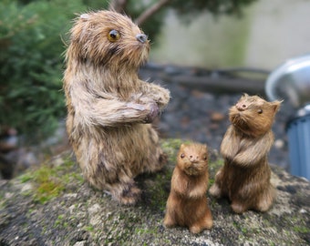 Set of three marmot figurines