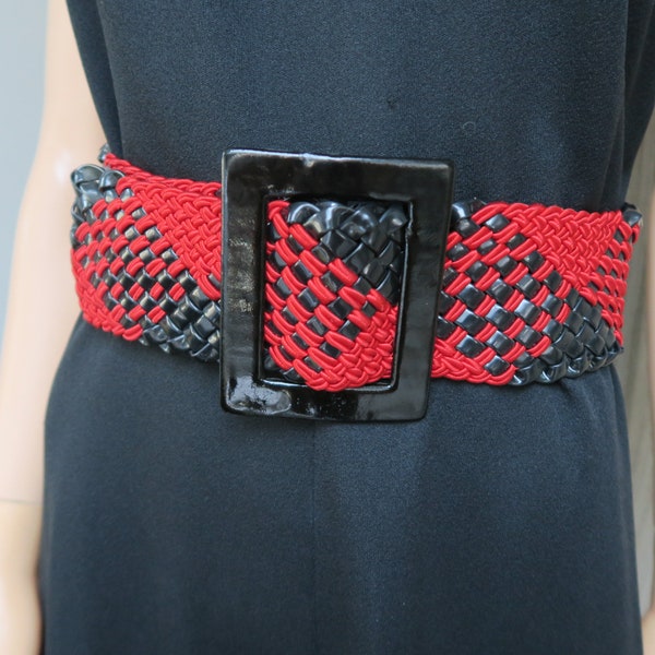 Isabel Canovas red and black braided belt, size S