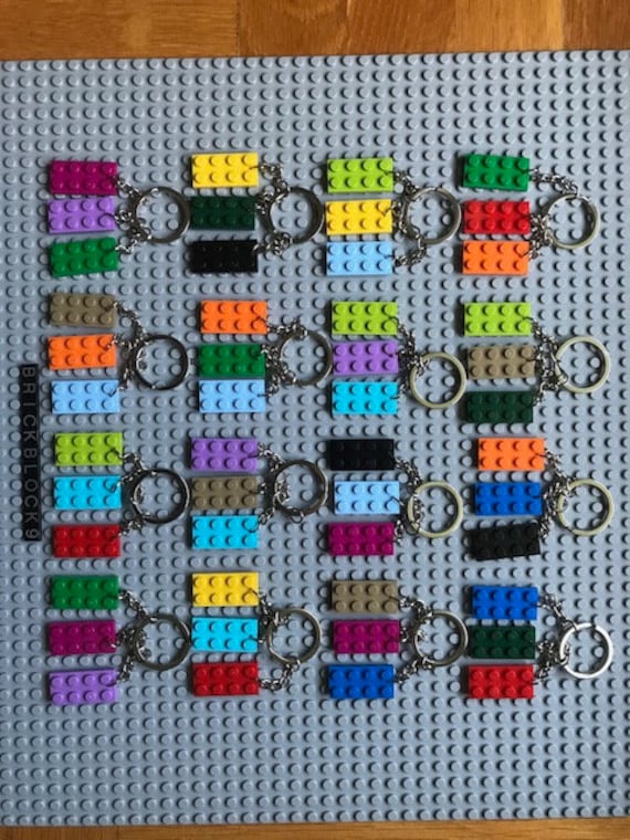 PARTY FAVOR 5 LEGO BRICK BLOCK PLATE KEY RING CHAIN KEYRING BACKPACK CHARM GIFT