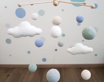 Cloud mobile with crochet balls