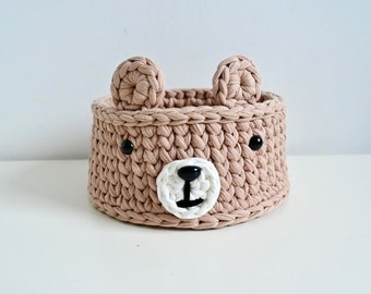 Crochet basket, bear, utensil, storage basket