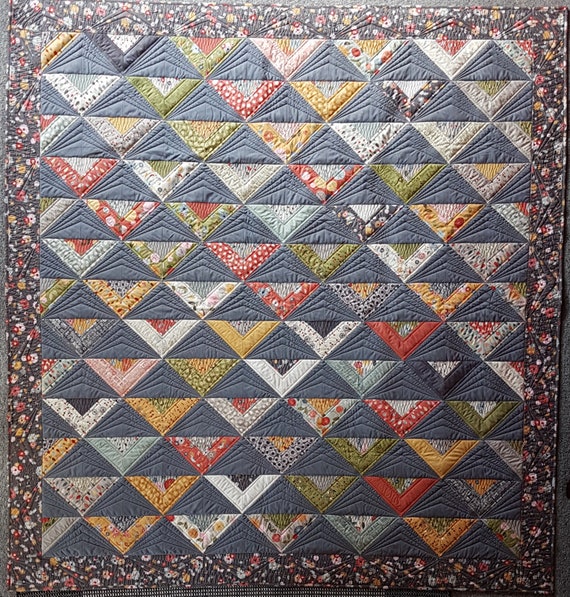 On Point Quilt Patchwork Quilt Multi Colored Quilt Blanket Etsy