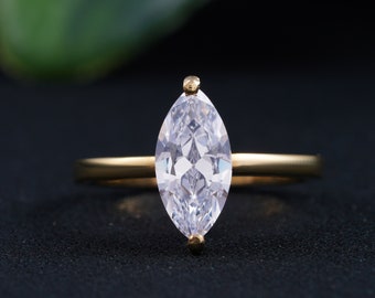 Luxuriöser Verlobungsring im Marquise Schliff - 2.77CT funkelnder Moissanite Diamant, romantischer Vorschlag Ring, perfektes unvergessliches Hochzeitsgeschenk für Sie