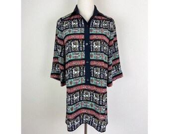 Tokyo Eve Vintage 70's Tribal Print Tunic Blouse
