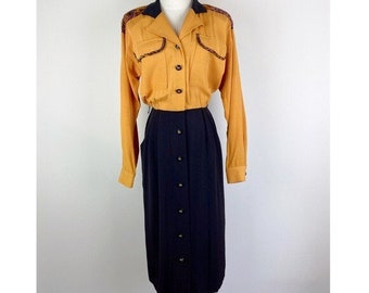 Menü Vintage 80er Jahre Tiger Schwarz gelb Kleid
