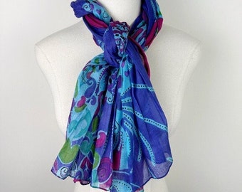 Vintage Y2K Floral Crinkle Schal