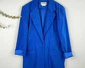 Joan Leslie Vintage Cobalt Blue Faux Suede Blazer