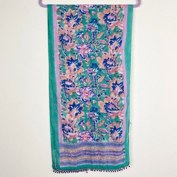 Anokhi Vintage Block-Printed Pastel Floral Beaded… - image 5