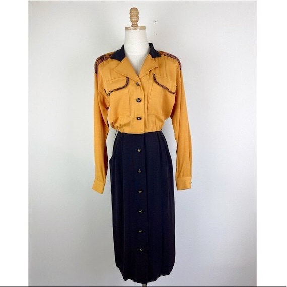 Menu Vintage 80's Tiger Black and Yellow Dress - image 1